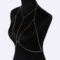 Fashion Simple Gothic Sexy Bra Chain Necklace With Crystal - Thumbnail 2