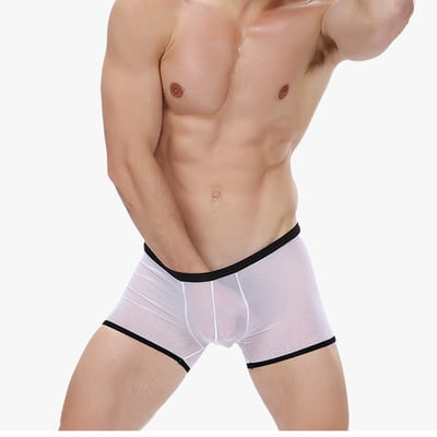 Bandi das 3pk white sexy men's underwear u bag mesh gauze transparent boxer briefs underpants #bd117