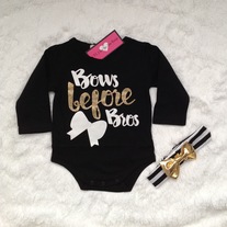 Bows Before Bros Onesie and Headband Set