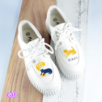 Harajuku cute cow cat hand painted shoes - Thumbnail 1