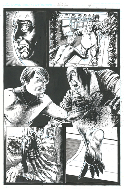 Horror Show Page 13 Sequential Production Page - Pen and Ink with Blueline