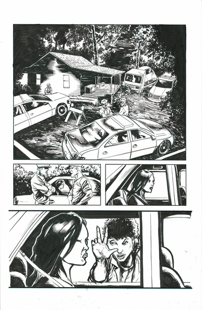 Horror Show Issue 2 Sequential Production Page - Pen and Ink with Blueline