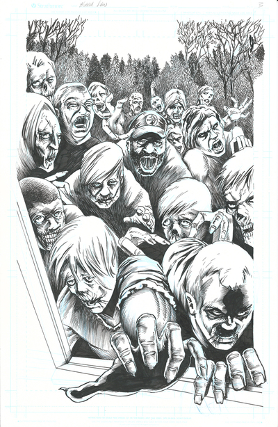Horror Show Issue 1 Sequential Production Page - Pen and Ink with Blueline