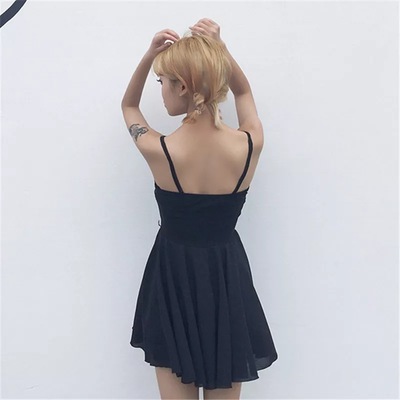 Black cat gothic dress