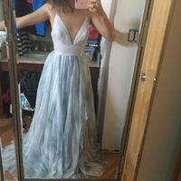 2017 Charming Long Spaghetti Straps Simple V Neck Tulle cheap Pretty Party Prom Dresses,PD1702 - Thumbnail 2