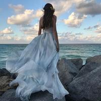 2017 Charming Long Spaghetti Straps Simple V Neck Tulle cheap Pretty Party Prom Dresses,PD1702 - Thumbnail 4