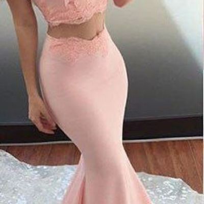 Satin prom gowns,two piece prom dress,sleeveless prom dress,long prom dresses,sexy mermaid party dress