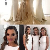 Simple Sexy Mermaid White Elegant Long Wedding Party Bridesmaid Dresses - Thumbnail 1