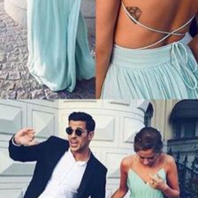Cheap simple open back cheap blue prom dress, chiffon junior sexy long prom dresses