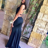 Charming Mermaid Prom Dresses Fashion Scoop Neck Sequin Black V-back Sweep Train Formal Evening Party Dress - Thumbnail 1