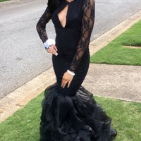 Black Girl Prom Dress Sexy Backless Black Long Mermaid Prom Dresses 2017 Floor Length Ruffles Lace Long Sleeve Prom Dress - Thumbnail 1