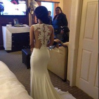 White Long Black Girl Prom Dress Mermaid Party Dresses Women Evening Gowns - Thumbnail 1