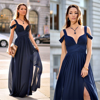 2017 Prom Dress, Navy Blue Long Prom Dress , Cheap Prom Dress