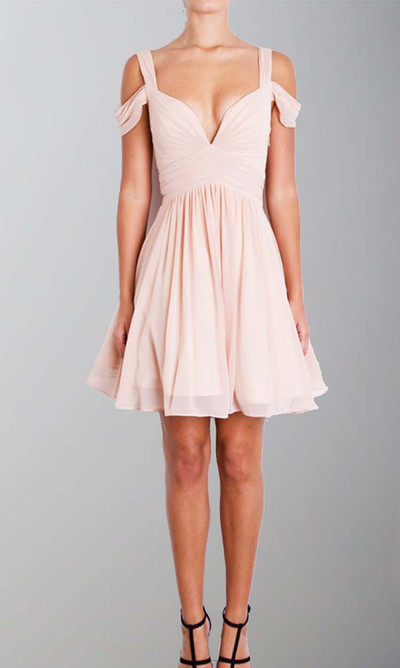 Off the Shoulder Pink Short Tank Prom Dresses