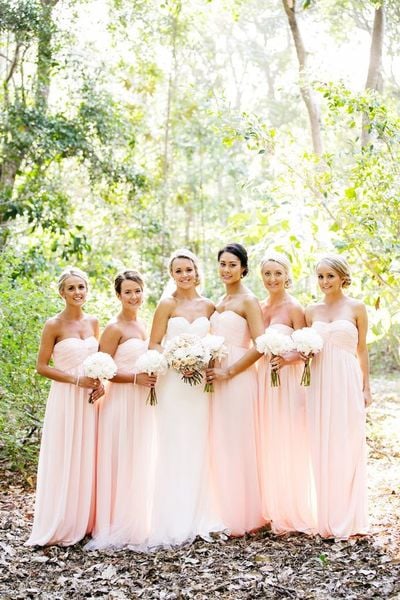 Simplke Light Blush Pink Floor Length Chiffon Bridesmaid Dresses