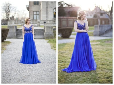 Charming Royal Blue Lace Prom Dresses ,Floor Length long prom dress