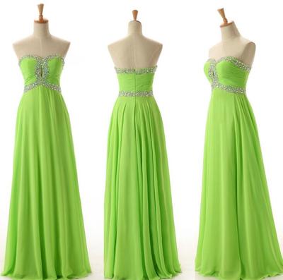 Green Chiffon Prom Dress and Beads Prom Gowns ,sexy prom dress 