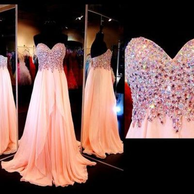 Sexy sheeth beads bodice 2017 prom dress and chiffon celebrity prom dresses