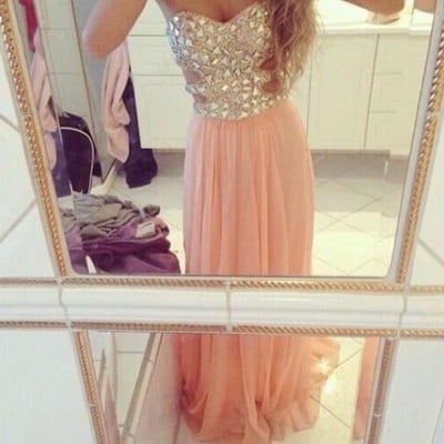 Heavy beaded sweetheart pink/blue floor length long prom dresses party dresses evening gowns