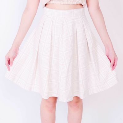 Larme beige plaid skirt - Thumbnail 5