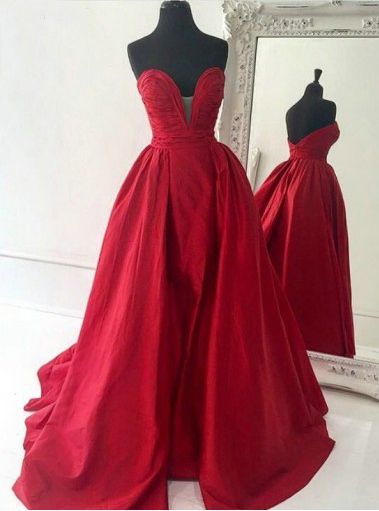 Simple Red Prom Dress Satin Long Evening Gowns Formal Party Dresses For Teens Senior