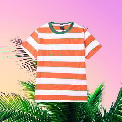 Free shipping-vintage orange striped tee - Thumbnail 5