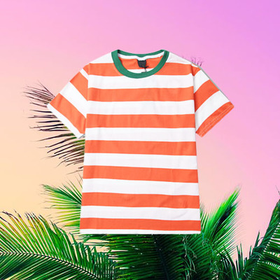Free Shipping-VINTAGE ORANGE STRIPED TEE