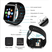 GT08 Smart Watch Phone Receive/Make calls, Music Player Video Record Pedometer, Sedentary Remind - For Android iOS  - Thumbnail 4