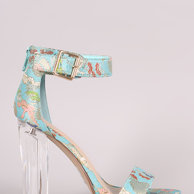 Oriental embroidered chunky heel - Thumbnail 4