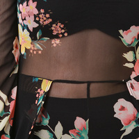 Floral Choker Jumpsuit Maxi Dress - Thumbnail 4