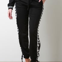 Lace-Up Striped Jogger Pants