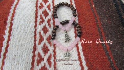 Rose Quartz Buddha & Ganesha Bracelet Set