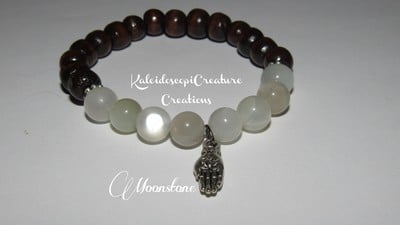Moonstone & Hamsa Hand with Lotus Flower Bracelet