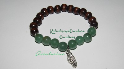 Aventurine & Hamsa Hand W/Lots Flower Bracelet