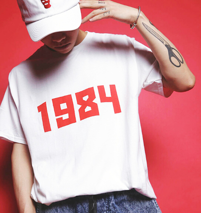 Free Shipping-1 9 8 4 TEE IN WHITE