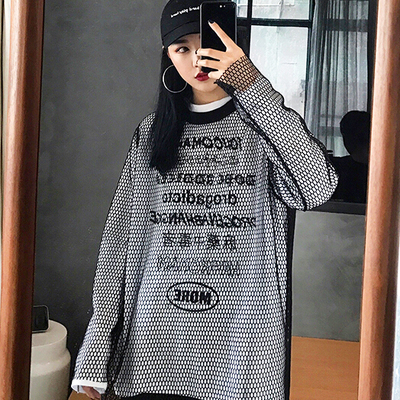 Gothic fishnet long sleeve shirt - Thumbnail 4