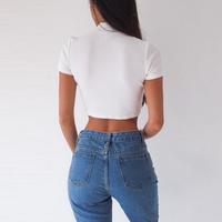 Sexy Cross Lace up Crop Top (White / Black) - Thumbnail 2
