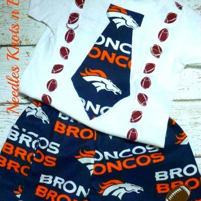 Boys denver bronco's football outfit, baby boys bronco's game day outfit, coming home outfit - Thumbnail 4
