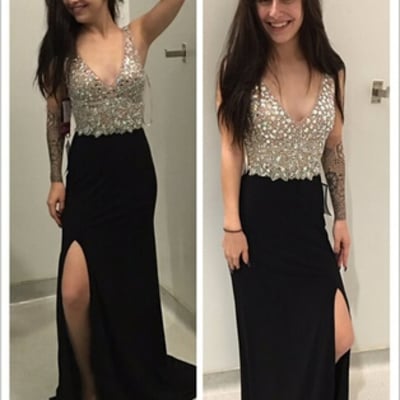 A-line charming v-neck beading real made prom dresses,long evening dresses,prom dresses on sale
