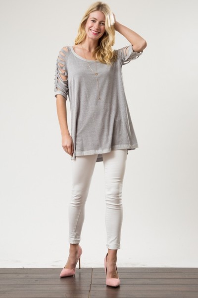 Distressed Cotton-Blend Tee