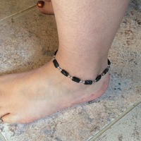 Adjustable Black and Gray Picasso Stone Anklet - Thumbnail 4