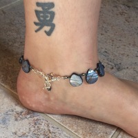 Adjustable Steel Blue Mother-of-pearl Anklet - Thumbnail 3