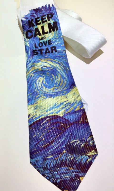 Van Gogh's Sky KEEP CALM & LOVE STAR Adorable Cool Design  6 cm NECK TIE