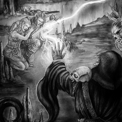  "final battle"  interior  published illustration artwork shadow over shandahar 