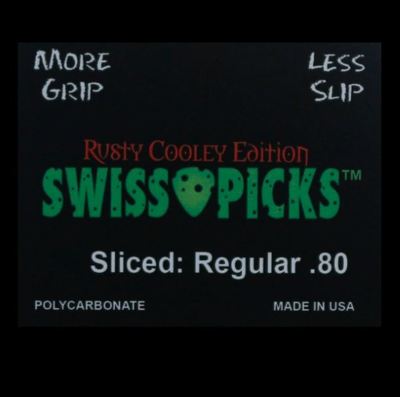 GREEN ROUND TIP 72 PICKS RUSTY COOLEY EDITION SLICED REGULAR 0.80