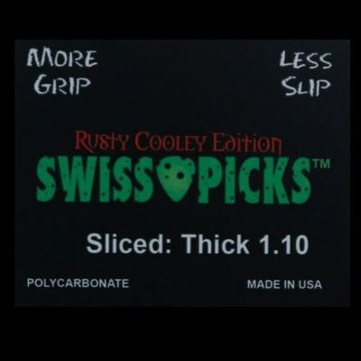Green round tip 12 picks rusty cooley edition sliced thick 1.10