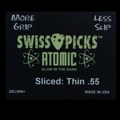 ATOMIC GLOW ROUND 12 PICKS SLICED THIN 0.55MM