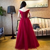 Burgundy Red Long Evening Dresses Elegant Women Dresses Formal Gowns Prom Dresses - Thumbnail 2