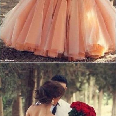 Blush pink tulle wedding dresses , sweetheart bridal gowns with rhinestones quinceanera dresses