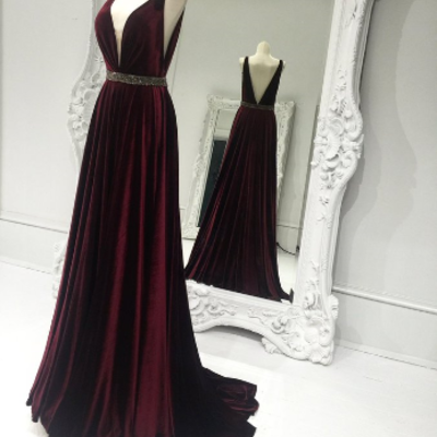 Burgundy formal prom dress , v-neck prom dress,long prom dresses,charming prom dresses,evening dress prom gowns